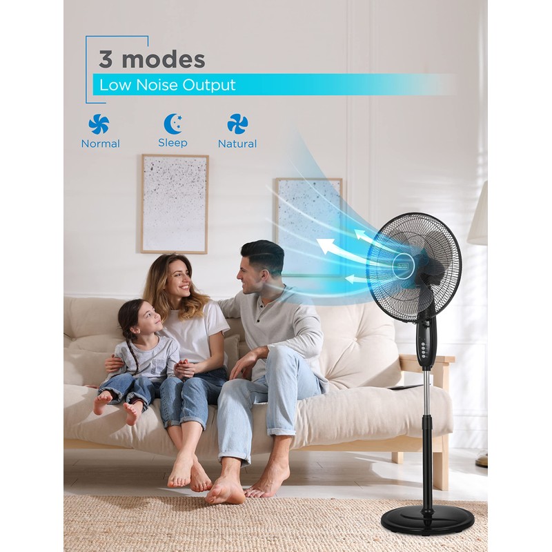 BLACK+DECKER 16" Dual Blade Standing Fan with Remote Control, Oscillating