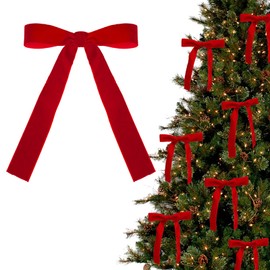 GEBETTER 12 pcs Red Velvet Bows with Twist Ties for Christmas Tree Decorations Christmas Decorative Bows Christmas Bow Christmas Bows Decorative Xmas Decor Wreath Ornament