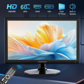 Thinlerian 17.3 Inch Computer Monitor, HD 1600x900 Display, HDMI VGA Monitor, Build-in Speakers, 60Hz, 5Ms, VESA Mountable, PC Monitor, Black