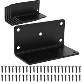 L Right Angle Bracket 4" x 2" Iron Metal Joint 6 PCS Max Load 132LB Corner Brace with 48 Pcs Screws for Wood Shelves, Furniture, Cabinet