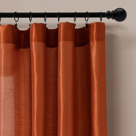 Lush Decor Milione Fiori Window Curtain Panel Pair, 84" L x 42" W, Brown & Rust