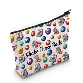 JXGZSO Bingo Gambler Gift Shake Those Balls Makeup Bag Lucky Pouch Game Lover Gift