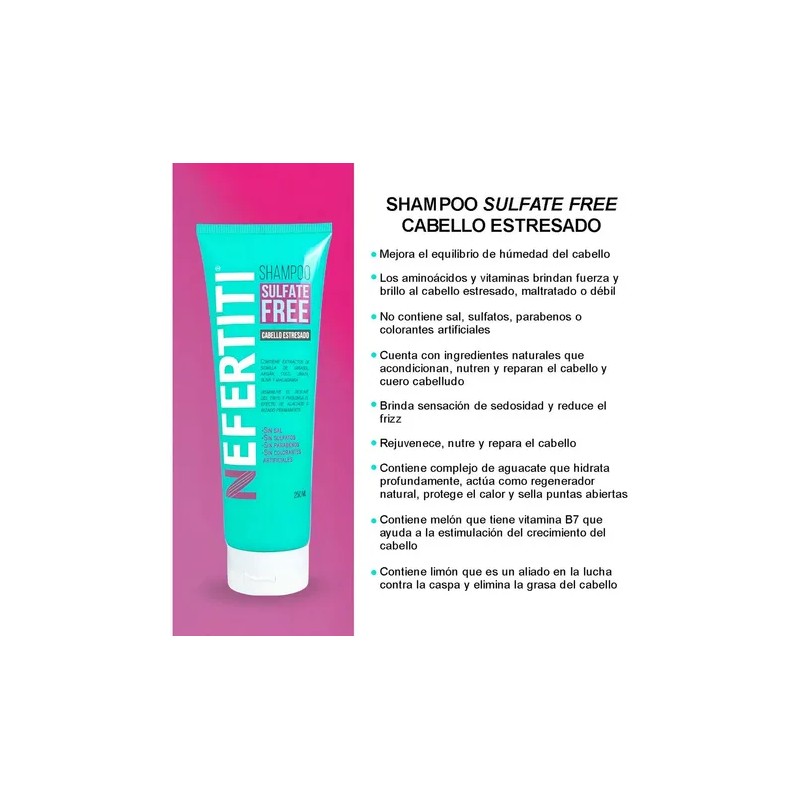 Nefertiti Sulfate Free Shampoo 250ml Cabello Estresado