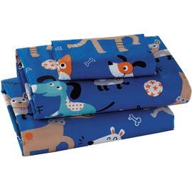 Sheet Set For Boys/Teens Blue Dog Multi-Color Dogs Brown Blue White Black Bones Balls New # Blue Dog (Twin)