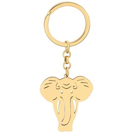 DUOWEI Stainless Steel Elephant Gifts for Women Girls Cute Elephant Key Chain Jewellery Bag Car Accessories Charms, Stainless steel 18k gold-plated C