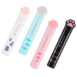 Pack of 4 Small Cat Claws Scissors Stainless Steel Cute Scissors Stationery Folding Scissors Portable Scissors with Safety Cover for Scrapbooking Decoupage Crafts 4 Colours