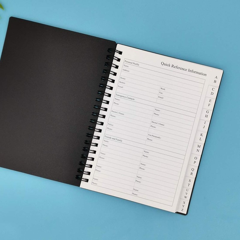 Nokingo Spiral Password Book with Tabs - 5x7 inch Password