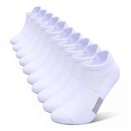 Henwarry Women's 10 Pairs Athletic Socks, Low Cut, Thin Cotton, Soft, Ankle Tab, White (9-11)