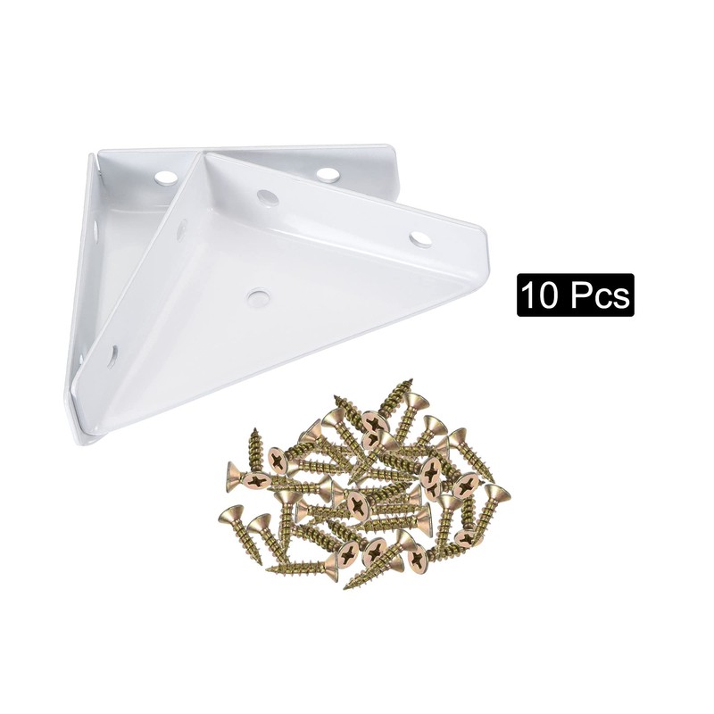 sourcing map 10 Pieces Angle Corner Brackets White 66mm x