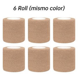 Vendaje Deportivo Autoadherible 6 Roll (Mismo Color), Venda Adhesiva Elástico Atlético de 5CM X 4.5M, Cinta Elástica Autoadherente y Transpirables para Estiramiento Atlético, Deportes, Muñeca, Tobillo(Piel Color), Prevenda