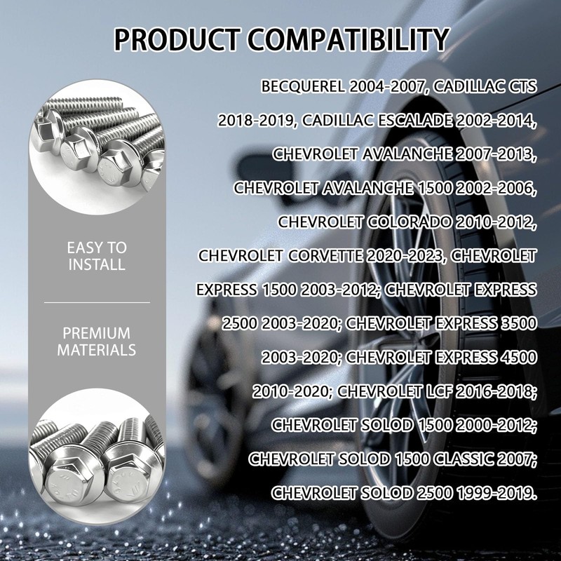 SWQS 12PCS ES75120 5.3 LS Exhaust Manifold Bolts, 10.9 Header