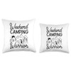 Weekend Camping Warrior Tent Minimalistic Throw Pillow