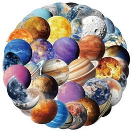 50 Galaxy Planet Transparent Stickers for Kids Teens, Waterproof Vinyl Space Decals for Water Bottles Tech Gear Sports Equipment,Cosmic DIY Crafts and Science Projects