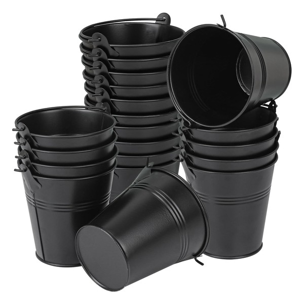 IHDYPPEW 20 Pack Black Small Metal Buckets with Handle, Mini