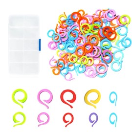 Locking Stitch Markers Crochet Hook - Upgraded 100 PCS Assorted Colour Crochet Hook Set Knitting Crochet Counter Stitch Needle Clip in Compartment Box