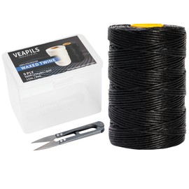 9-Ply Black String Waxed Twine, 660 Feet per Roll Heavy Duty Twine String, Black Cable Tie Down Wax Lacing Cord for Indoor or Outdoor Use,Thick Black Twine Wax String with 160 LBS Tensile Strength (2)