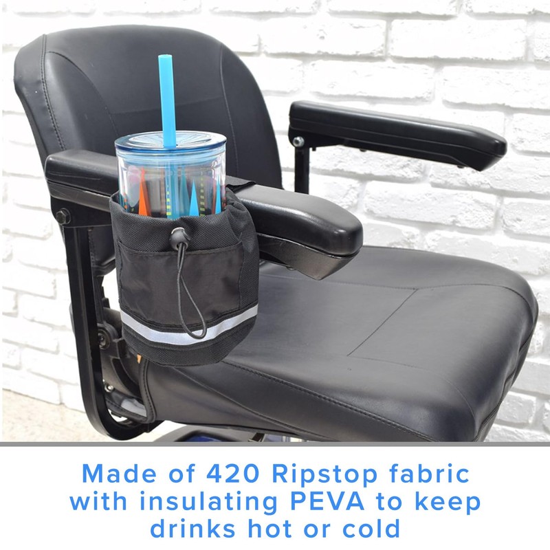 AlveyTech Unbreakable Universal Fabric Cup Holder - For Mobility Scooters,