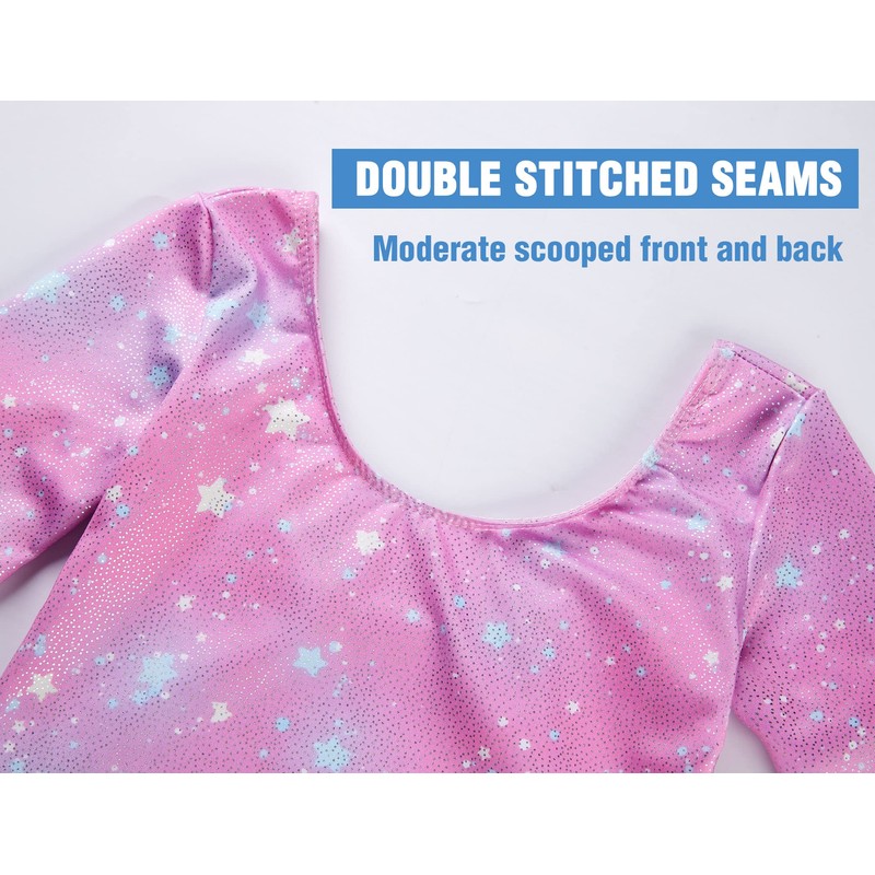 Gymnastics Leotards for Girls Long Sleeve Tumbling Outfit Size 6-7