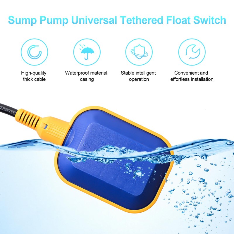 OELFFOW Sump Pump Universal Tethered Float Switch AC 15A 110~250V