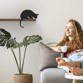 Artori Design Cat Figurine for Home Decorations and Living Room Decorations - Funny Cat Stuff for Cat Lovers - Metal Cat Decorations, Cat Statue for Shelf Decor - Black Cat Decor (Sherlock)