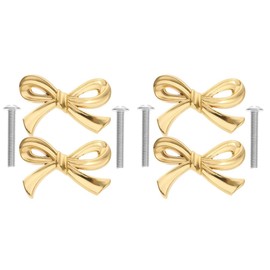 DOITOOL Brass Bow Shape Cabinets Knobs Gold Drawer Pulls Decorative Bow Knobs Cupboard Pull Handles for Home Kitchen Cabinet Hardware Cupboard Dresser Wardrobe and Drawer Pulls - 4 Pack