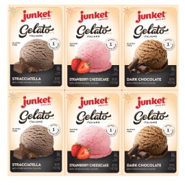 Junket Gelato Mix Homemade (Ice Cream Maker or Stir By Hand) 4oz Variety 6 Pack
