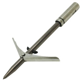 Scuba Choice Spearfishing Twin Barb Double Wing 6mm Pole Spear Tip with Keeper, 6.25"