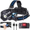 LED Headlamp Rechargeable, 2000 Lumens Super Bright Head Lamp with