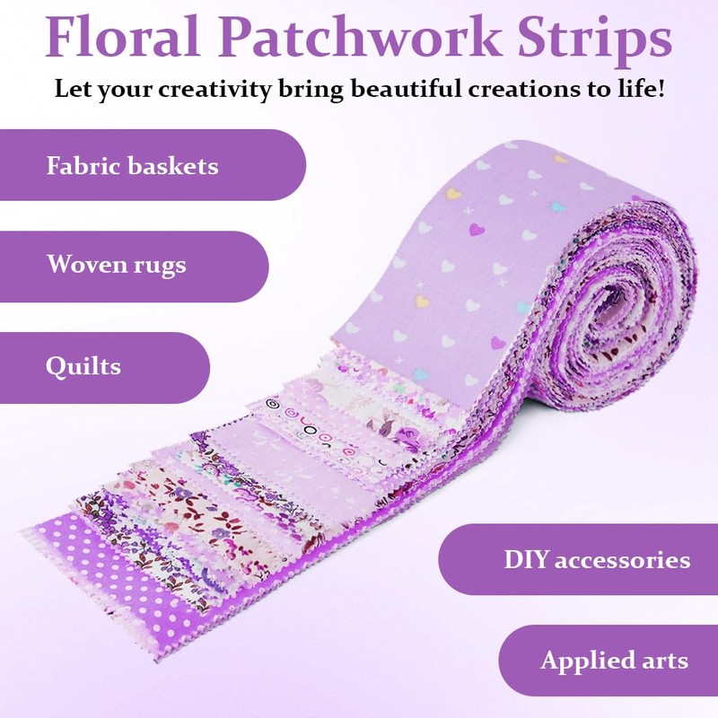 AOOSA Jelly Roll Fabric Strips for Quilting, 40 Strip 2.5