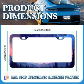 Starry Sky Mountain Forest License Plate Frames - 2 Pack Night Sky Anime Stainless Steel License Plate Holder,Rust-Proof Waterproof Car Decorative Tag Frame with Screws Fasteners Caps