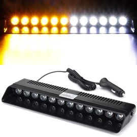 XTAUTO LED Emergency Strobe Light 12V Windshield Dash Dashboard Interior Flash Roof Hazard Warning Light Bar for Car Truck Vehicle w/Suction Cups Amber White