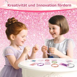 MPQMPQ Bracelet Craft Girls, DIY Glitter Bracelet Craft Set with Shiny Sequins, Creative Craft Set for Girls, Birthday Gift for Girls from 6 7 8 9 10 11 12 Years