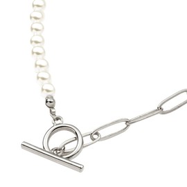 Cream Dot Necklace, Women's, Popular, Hypoallergenic, Nickel-free, 18K Coating, Short, Mantel, Pearl Chain, Metal, Switchable, Different Material