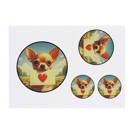 4 x 'Chihuahua Love Note' Temporary Tattoos - Water Resistant, Skin-Safe, Non-Toxic Transfers, Mixed Sizes (TO00083952)