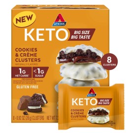 Atk New Keto Cookies & Crème Clusters - 8 Count, Gluten-Free, High Fiber,Low Carb