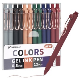 WY WENYUAN Retractable Colored Gel Pens 12-Pack, Fine Tip with Fast-Dry Ink | Cute Clickable Design for Journaling, Note-Taking & Office Supplies (Aesthetic Writing Tools)