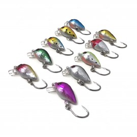 Orurudo Fishing Gear qb100044a04n0 for Mountain Stream and Tube Fishing Model, 1.2 inches (3 cm), 0.06 oz (1.5 g), Micro Crank, Set of 10, Barbless Hooks for Management Fishing Areas, 10 Color Lure Set