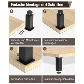 Kolamom Set of 4 Furniture Feet, Height Adjustable, Rectangular, Black, 10-11 cm, Metal and Nylon, Maximum Load 400 kg, Furniture Legs for Sofa, Cabinet, Table and Shoe Cabinet