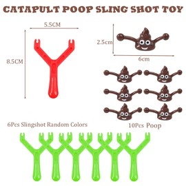 22pcs Funny Poo Slingshot Toy Set for Kids Adults,6 Sling with 16 Emoji Poo Mochi Squishy Toys,Poop Finger Shooting Slingshot Prank,Fun Mini Rubber Slingshot Flying Poop Toys Joke Toys Xmas Gifts