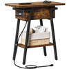 End Table with Charging Station, Flip Top Side Table with