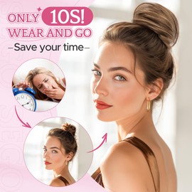 SEGO Updo Human Hair Pieces Buns Scrunchies Donut Chignons for Women 100% Real Remy Hair Straight VOLUMINOUS Messy Extensions - #18 Ash Blonde