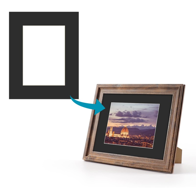 ZBEIVAN 8x10 Black Picture Mats with white Core Bevel Cut