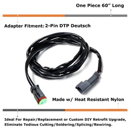 iJDMTOY 60-Inch Deutsch DT DTP Extension Harness Kit Compatible with Off-Road LED Light Bar, LED Pod Lights, Worklamp, etc