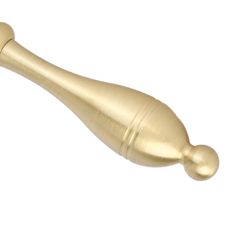 Hand Call Bell 4.7in Long Pure Brass Exquisite Carved Pattern