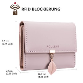 Roulens Women's Purse with RFID, Small and Short Format Purse Women's Tassel PU Leather Purse, Small Wallet Purse for Women, The Colour is Very Beautiful with Multiple Compartments, pink, s