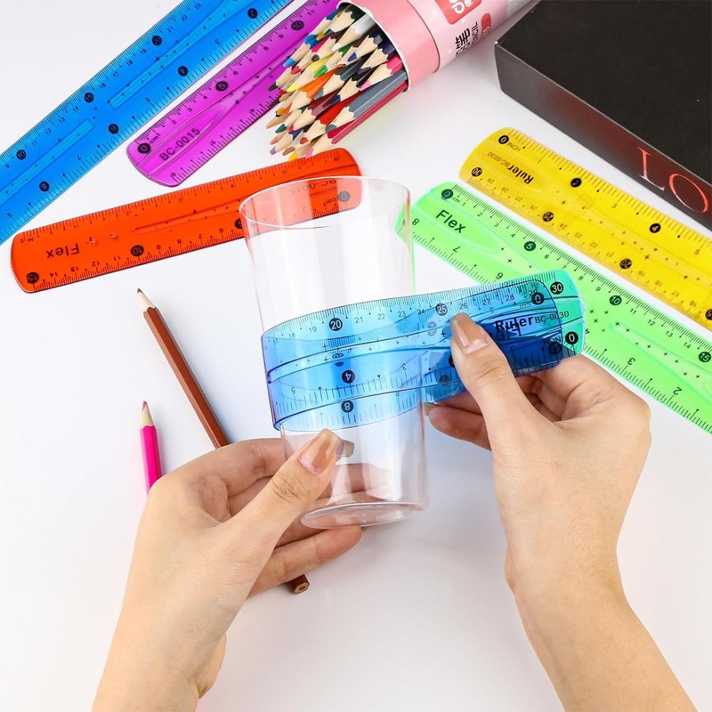 9 Piece Flexible Ruler Set Ruler Flexible Soft Ruler Plastic