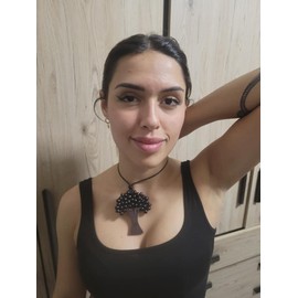 Art31 Tree of Life Necklace with Wooden Beads Adjustable from 45 to 70 cm Colour in Photo, Steel bathroom silver and cord, Wood and rope