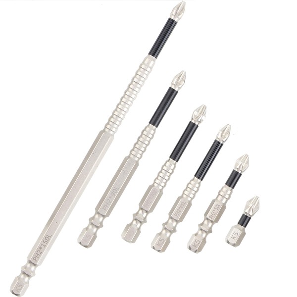 JONMON Phillips Bit Set, #2 S2 Steel Magnetic Impact Phillip