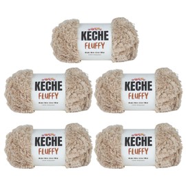 KECHE Fluffy Bulky Yarn – Super Soft Chunky Fuzzy Blanket Weight # 5 Yarn for Knitting Crocheting Crafting 3.5 oz (100 gr) 98 Yds (90 m) - 5 Skeins, Camel