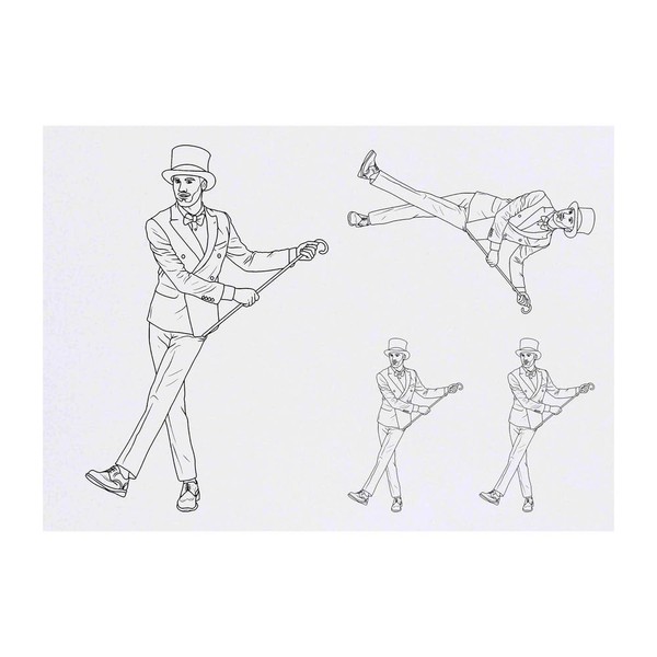 4 x 'Fancy Tap Dancer' Temporary Tattoos - Water Resistant,
